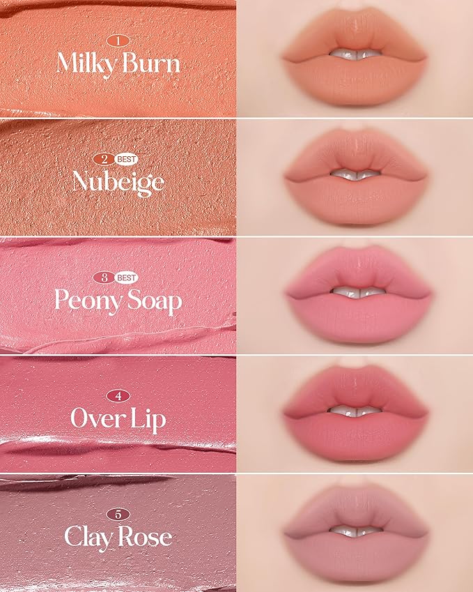 HOLIKA HOLIKA Mellow Blurring Lip Pencil 02 Nubeige - Korean Lip Makeup with Built-In Blurring Brush, 6mm Wide Tip for Overlining, Coconut Oil & Camellia Seed Oil, Long-Lasting No Skip Formula