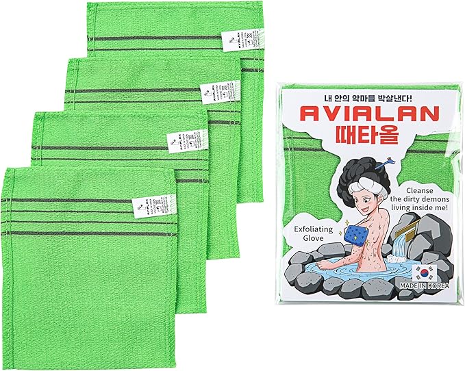 exfoliating Glove Body wash loofah Korean Skin Care face Lip Body Scrub Dry Brushing Body Brush Foot Back Scrubber (Green)
