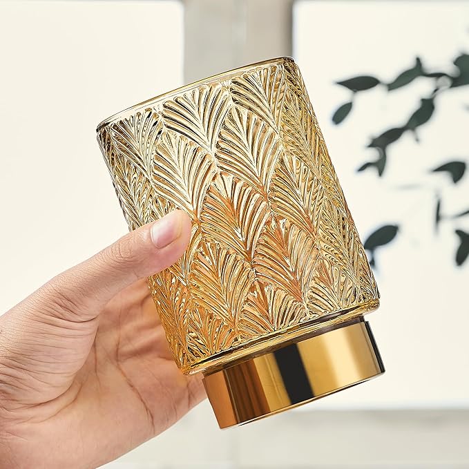 Makeup Brush Holder Organizer,Toothbrush Holders,Desk Pen Pencil Holder,Multifunctional Vintage Glass Brush Cup（A42-2-US）