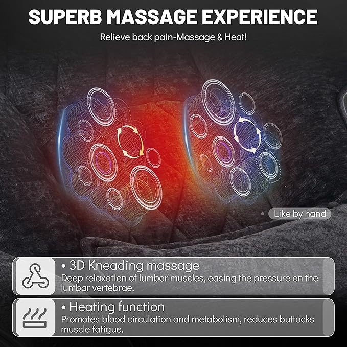 Office Chair with Foot Rest,3D Kneading Massage & Heat Executive Office Chairs for Heavy People,500LBS Big and Tall Office Chair,Ergonomic Reclining Desk Chair,Dual-Use Pillow,Home Office,BlackCloth