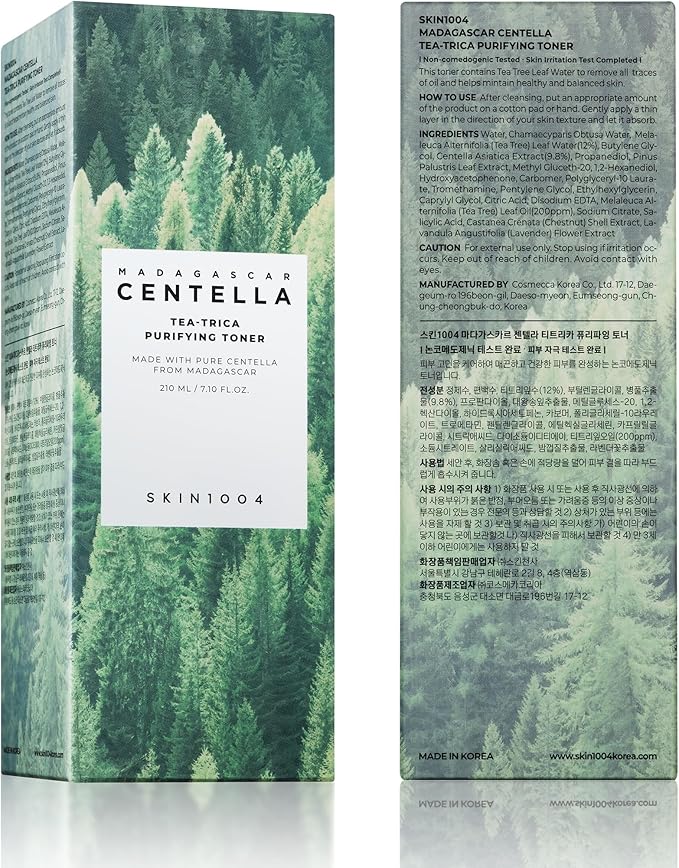 SKIN1004 Tea-Trica Purifying Toner, Korean Toner with Tea Tree & BHA, Centella Toner for Oil Balance & Hydration, Lightweight Astringent for Soothing & Refreshing, Korean Skin Care, 7.10 fl.oz / 210ml