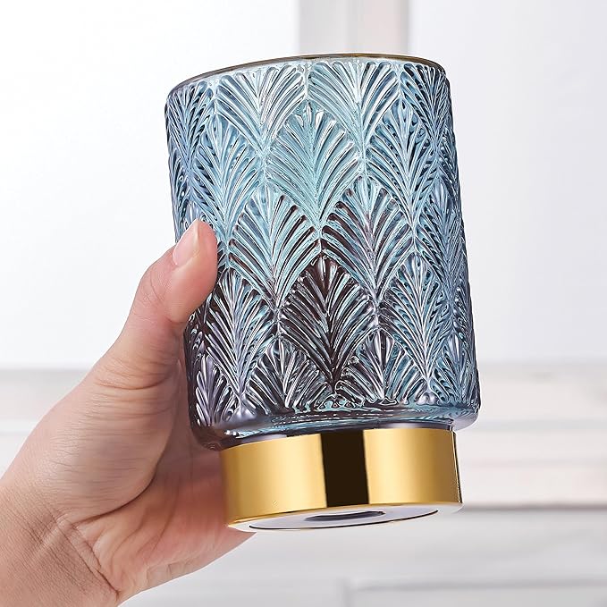 Makeup Brush Holder Organizer,Toothbrush Holders,Desk Pen Pencil Holder,Multifunctional Vintage Glass Brush Cup（A42-7-US）