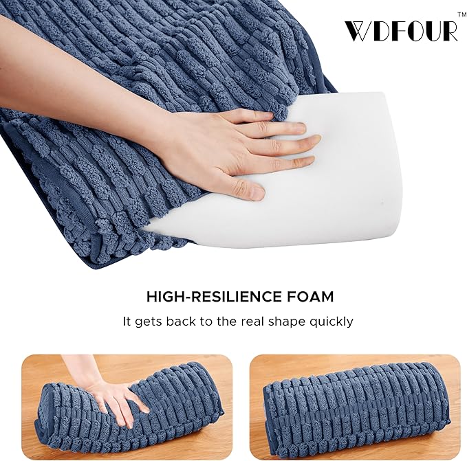 WdFour Headrest, Neckroll Pillow, Support Cushions for Neck, Back or Foot for Sofas, Recliners, Office Chairs, Massage Chairs, Neck Pain Relief and Cervical Support. (Navy Blue, 17" Wx2.7 D)