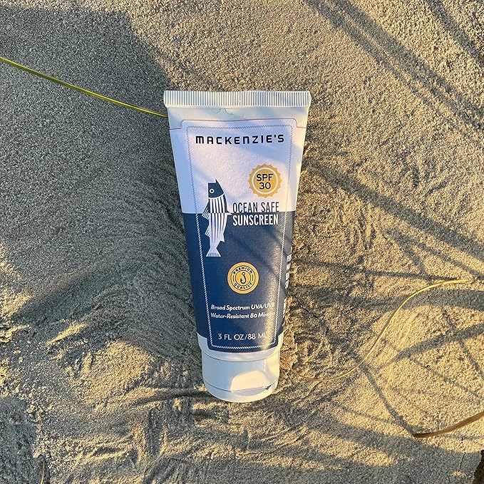 MacKenzie's SPF 30 Ocean Safe Sunscreen Lotion - Gifts for Fisherman - Gifts for Men - Gifts for Women - Travel Size - Mineral SPF - Natural - 3 oz
