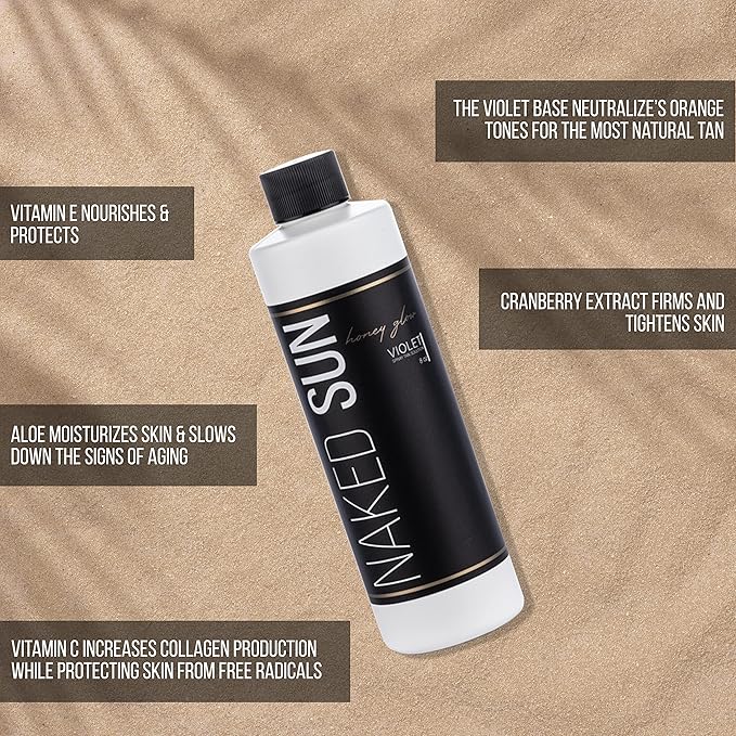 Naked Sun Honey Glow Violet Spray Tan Solution - 8 oz Airbrush Sunless Self Tan Spray