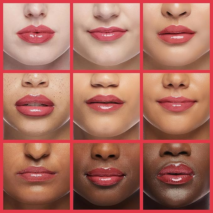 Hydrating Lip Glow Oil, Lip Oil Gloss Transparent Toot Tinted Nourishing Long Lasting Repairing Lightening Lip Lines (RASPBERRY) 0.2 OZ