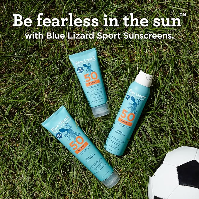 Blue Lizard Sport Mineral SPF 50 Lotion,Ideal for Athletes,100% Mineral Sunscreen Actives,Fragrance-Free,Paraben-Free,Vegan,5 fl oz,(Pack of 2)